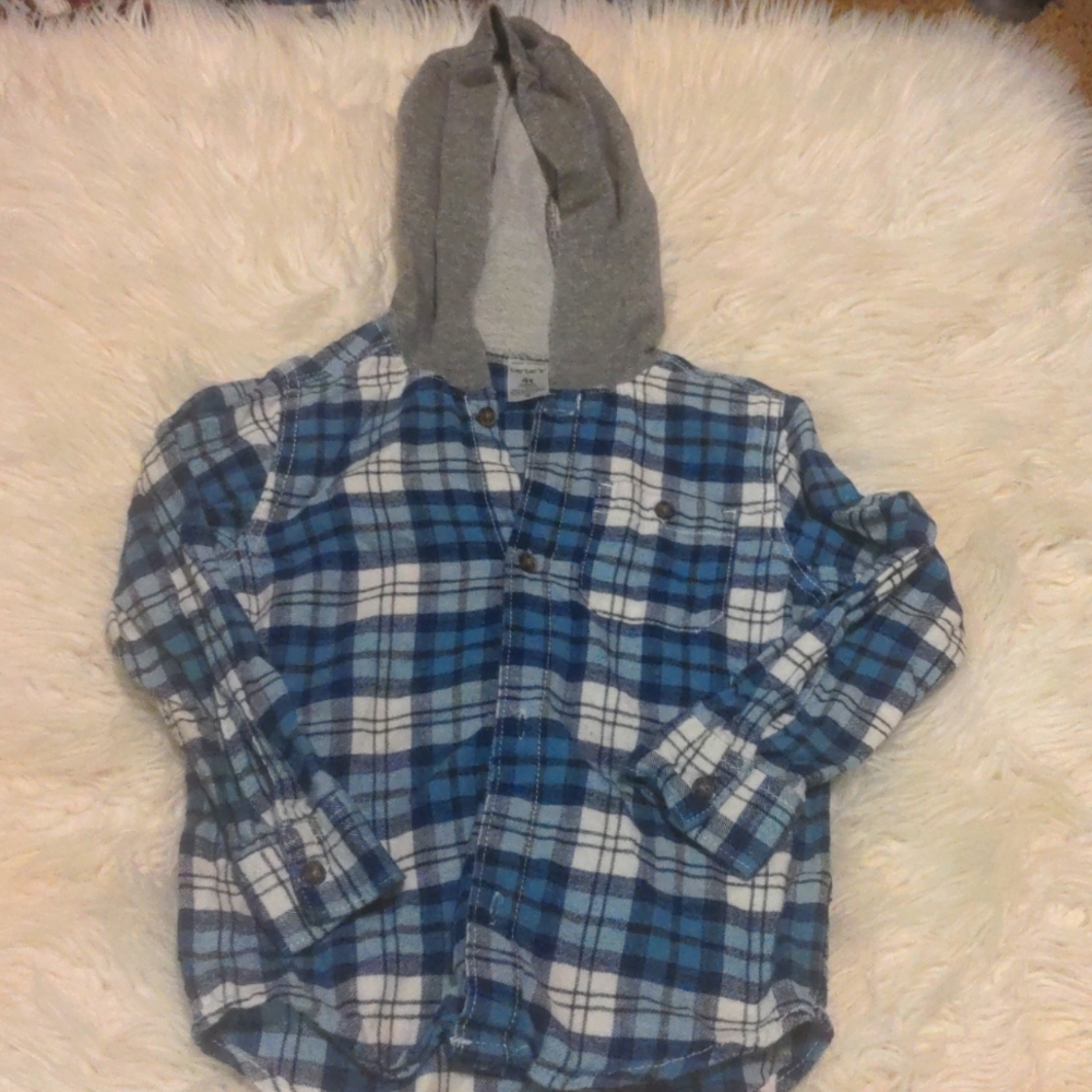 Carter's hooded plaid flannel long sleeve